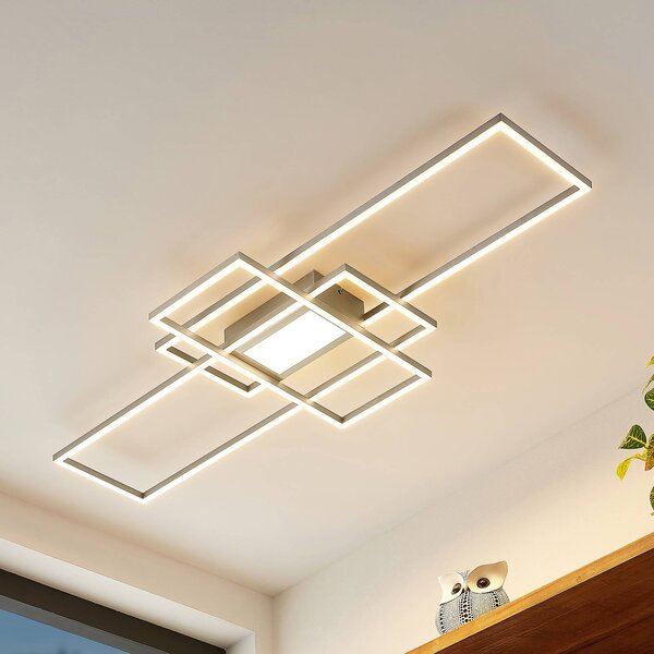 Plafoniera a LED Caitilin Lindby, dimmerabile, Alluminio / Grigio / Zincato, Soggiorno / Sala da pranzo, Metallo, Moderno, Plafoniera LED