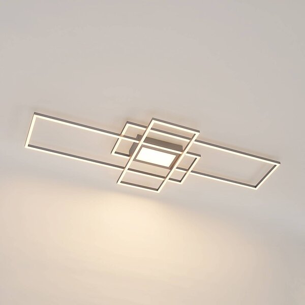 Plafoniera a LED Caitilin Lindby, dimmerabile, Alluminio / Grigio / Zincato, Soggiorno / Sala da pranzo, Metallo, Moderno, Plafoniera LED