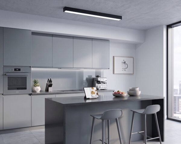 LED Plafoniera/Lampada sospesa con cavo LED/44W/230V 6000K 120 cm nero