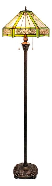 BRILAGI - lampada da terra Tiffany in vetro colorato EMERALD 2xE27/60W/230V