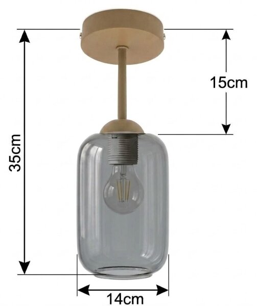 BRILAGI - Lampadario a plafone LED R GLASS 1xE27/60W/230V diam. 14 cm beige/grigio fumé