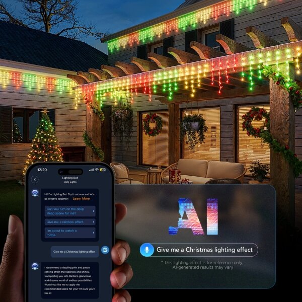 Govee - LED RGBIC Catena luminosa a effetto stalattite per esterni da 10m Wi-Fi Matter IP65