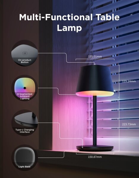 Govee - LED RGBICWW Lampada da tavolo dimmerabile CLASSIC MATTER LED/10W/5V Wi-Fi