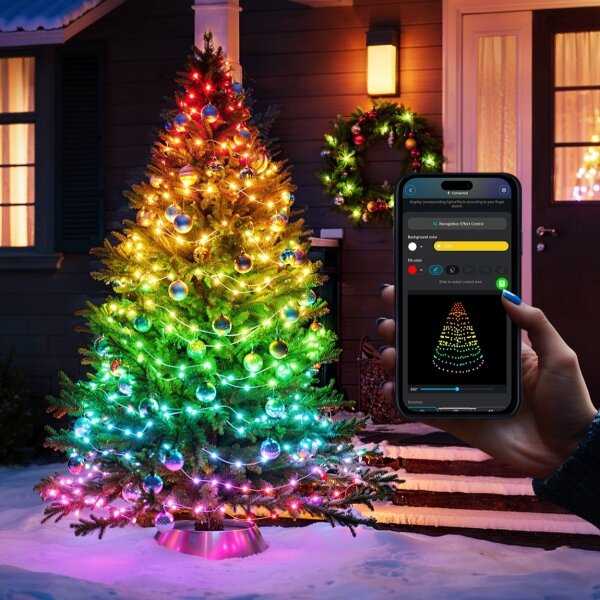 Govee - LED RGBICW Catena luminosa natalizia per esterni 2700-6500K 20m Wi-Fi Matter IP65