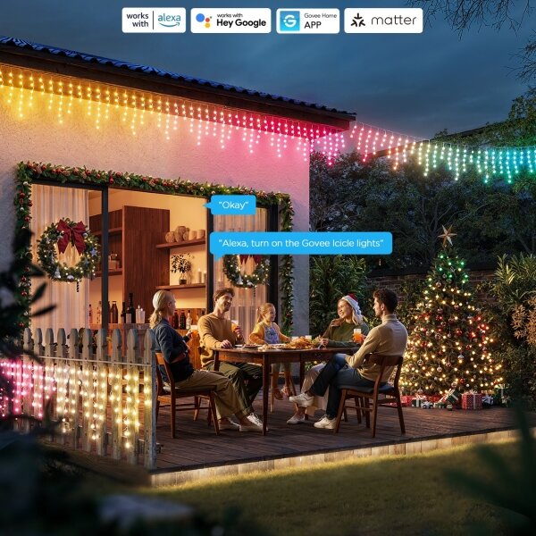 Govee - LED RGBIC Catena luminosa a effetto stalattite per esterni da 10m Wi-Fi Matter IP65