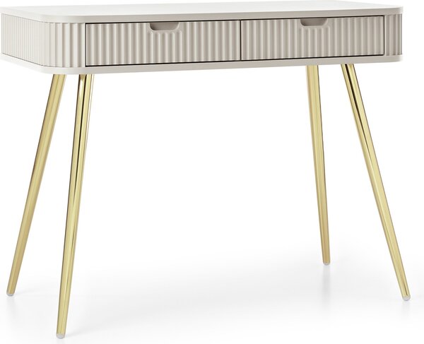 Tavolino da toilette, gambe in oro cashmere - Tavolino da toilette con 2 cassetti, stile moderno e alla moda