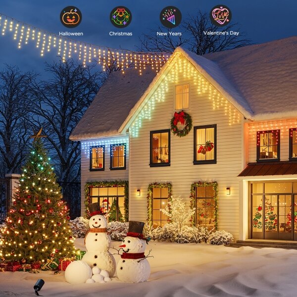 Govee - LED RGBIC Catena luminosa a effetto stalattite per esterni da 10m Wi-Fi Matter IP65