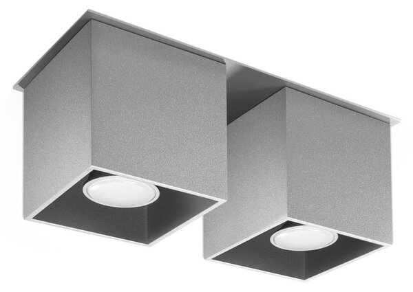 Lampada da soffitto QUAD 2 grigio 2xGU10 10W alluminio 12x11x26cm Sollux Lighting