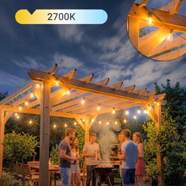Catena luminosa decorativa da esterno LED dimmerabile 36xE12/1W/24/230V 22,35 m IP65 nero + telecomando