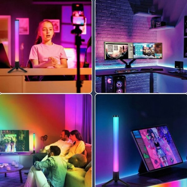 Set da 2 lampade da tavolo dimmerabili LED RGBIC LED/5W/5V nere + telecomando