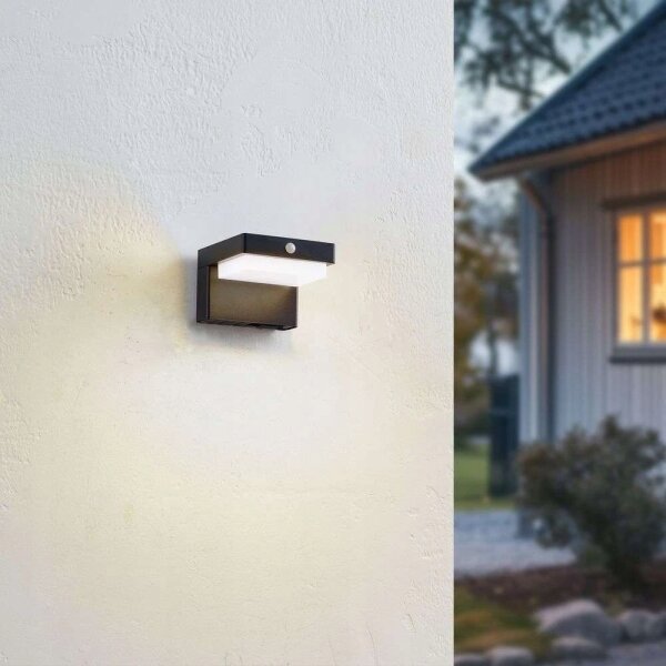 Lampada da parete solare LED con sensore LED/5W/3,7V 2000 mAh IP44 nero