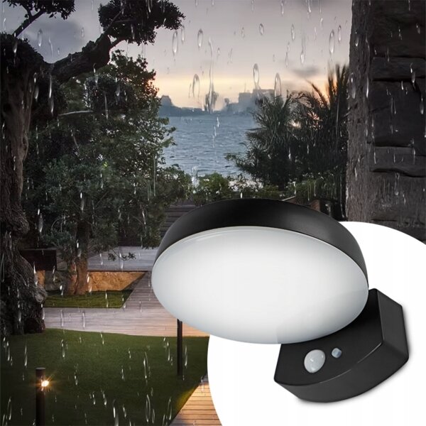 Lampada da parete solare con sensore LED/3W/3,7V 1800 mAh IP54 nero
