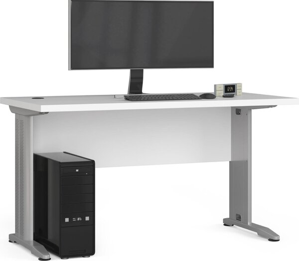 Scrivania BM-135 bianca con dettagli in metallo e costruzione robusta 135 cm