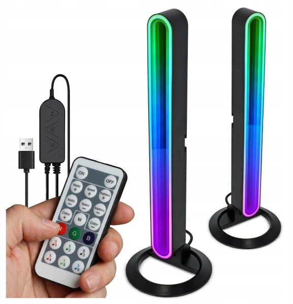 SET 2x LED RGBIC Lampada da tavolo dimmerabile LED/5W/5V nera + telecomando