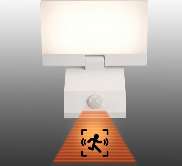 Lampada da parete esterna LED con sensore, 18W/230V, IP44, bianca