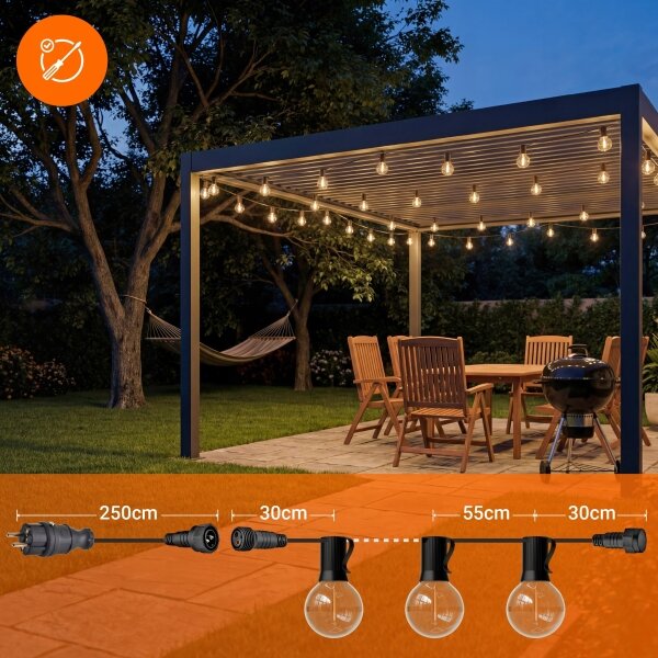 Catena decorativa LED per esterni 36xE12/1W/230V 22,35 m IP65 nero