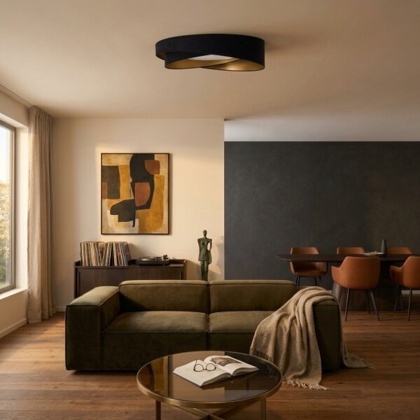 BRILAGI- Plafoniera LED VELVET TWIST LED/24W/230V 4000K diam. 55 cm nero/oro