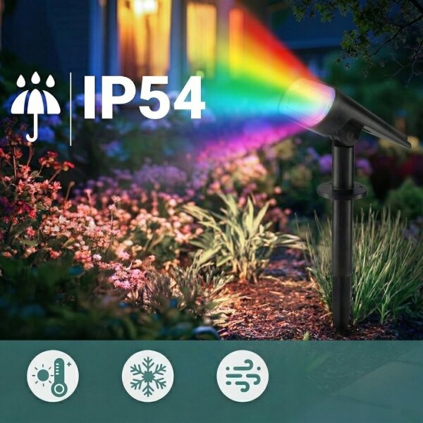 Lampada solare LED RGB 2-in-1 LED/3,7V 1200 mAh IP54 nera
