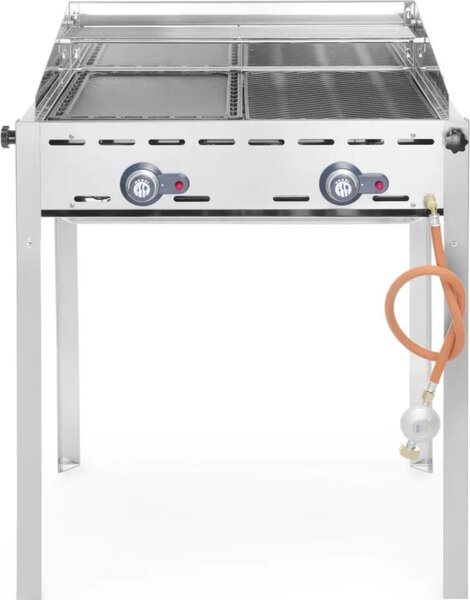 Hendi Grill System Green Fire 2 bruciatori con paravento in acciaio inossidabile e ghisa