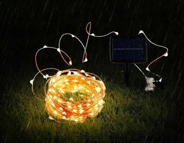 Catena decorativa solare a LED 200xLED/1,2V 800 mAh 12 m IP44 nero
