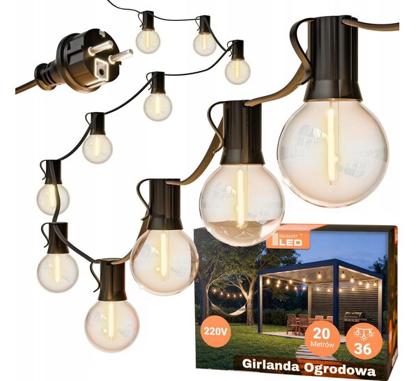 Catena decorativa LED per esterni 36xE12/1W/230V 22,35 m IP65 nero