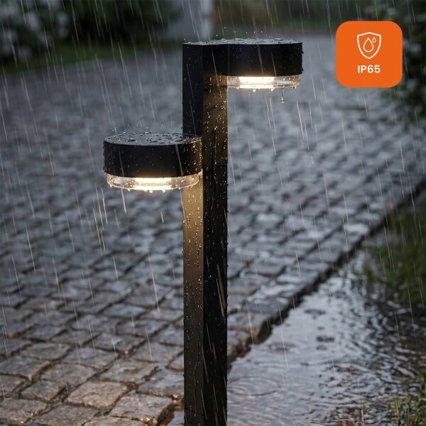 Lampada solare LED 2xLED/1W/3,7V 1200 mAh 55 cm IP65 nera