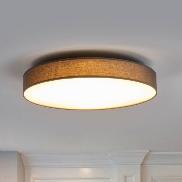 Plafoniera soffitto Saira Lindby, Alluminio / Grigio / Zincato, Soggiorno / Sala da pranzo, Tessuto / Stoffa / Seta, Moderno, Plafoniera
