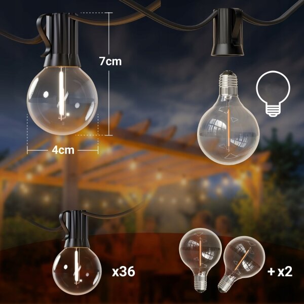 Catena decorativa LED per esterni 36xE12/1W/230V 22,35 m IP65 nero