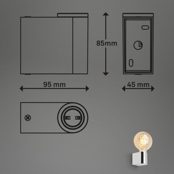 Briloner 2182-018-Applique da bagno DONGA 1xE27/10W/230V cromo lucido
