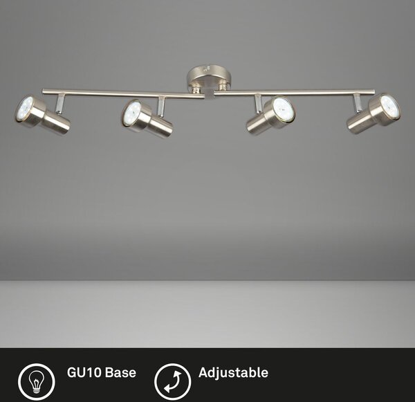 Lampada da soffitto a LED faretto 4xGU10 orientabile 3000K 12W nichel opaco Briloner