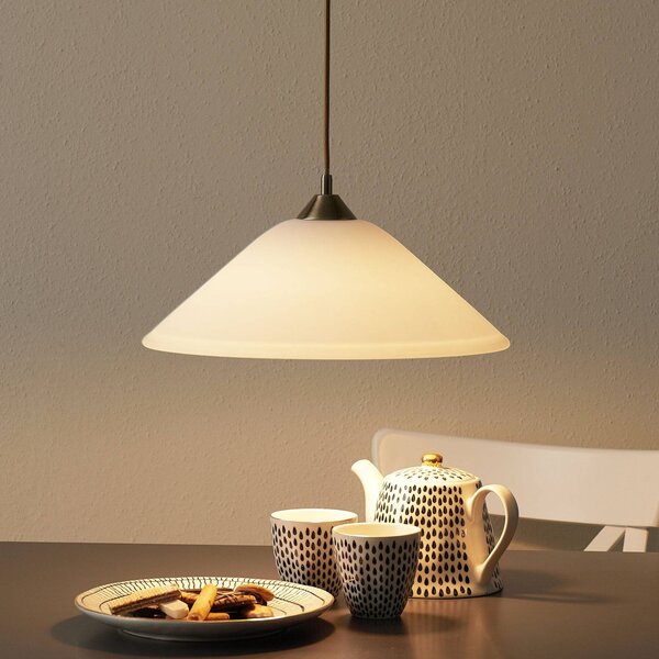 ORION Lampada a sospensione in vetro LOISA, dimmerabile, Bianco / Opale, Soggiorno / Sala da pranzo, Vetro, Moderno, Lampada a sospensione