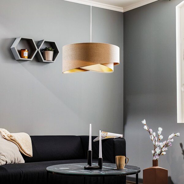 Lampada a sospensione Vivien Maco Design, dimmerabile, Crema / Ambra, Soggiorno / Sala da pranzo, Tessuto / Stoffa / Seta, Moderno, Lampada a sospensione