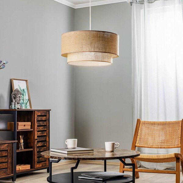 Lampada a sospensione Boho jute Duolla, dimmerabile, Marrone / Ruggine, Soggiorno / Sala da pranzo, Tessuto / Stoffa / Seta, Campagna / Rustiche, Lampada a sospensione