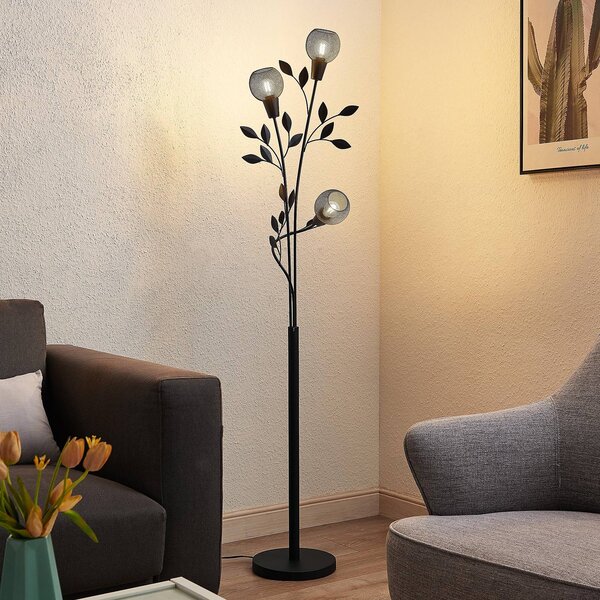Lampada da terra Kanye Lindby, Nero, Soggiorno / Sala da pranzo, Metallo, Fiorentino, Lampada da terra