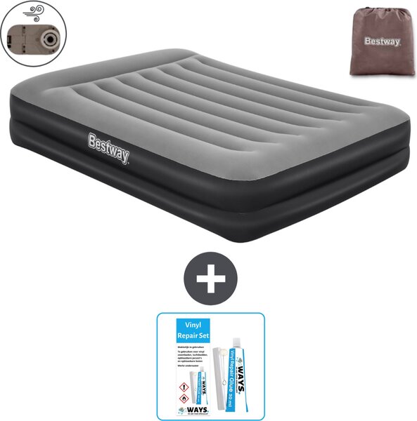 Materasso gonfiabile Bestway - 2 persone - 152 x 203 x 46 cm - Grigio - Accessori inclusi