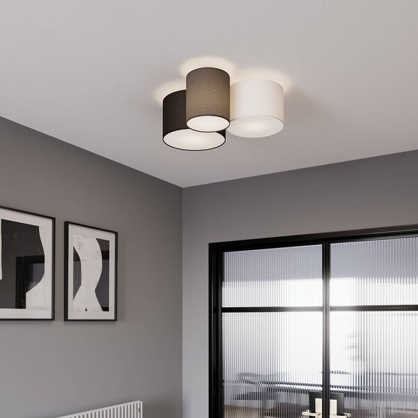 Plafoniera soffitto Laurenz Lindby, dimmerabile, Alluminio / Grigio / Zincato, Soggiorno / Sala da pranzo, Tessuto / Stoffa / Seta, Moderno, Plafoniera