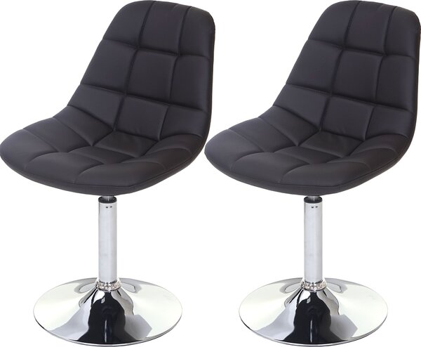 Set di 2 sedie per sala da pranzo HWC-A60, sedia girevole, cromo ~ Pelle finta marrone