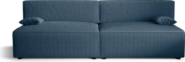 Divano letto Alvito X2, colore: blu. Materiale: velluto a coste. A: L: 272 cm, A: 85 cm, L: 94 cm, divano con rete e funzione letto, divano letto, divano letto, divano letto, divano letto
