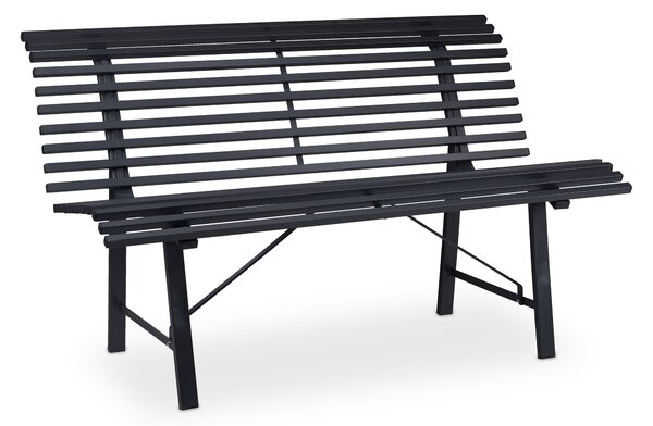 Panchina da giardino Relaxdays, a 2 posti, L x P x A: 79 x 130 x 75 cm, acciaio robusto, resistente alle intemperie, robusta, color antracite