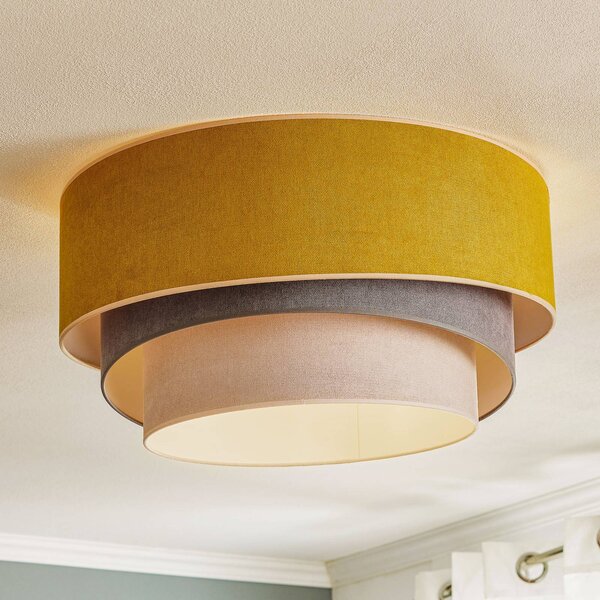 Plafoniera soffitto Pastell Trio Duolla, dimmerabile, Giallo / Arancione, Soggiorno / Sala da pranzo, Tessuto / Stoffa / Seta, Giovanile, Plafoniera