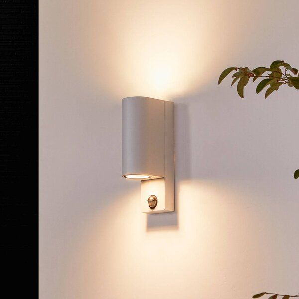 Prios applique da esterno Tetje, bianco, tondo, sensore Tetje PRIOS, dimmerabile, Bianco / Opale, Alluminio, Moderno