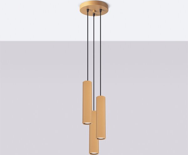 Lampada a sospensione KARBON 3P oro 3xGU10 10W alluminio 108x19.5x19.5cm Sollux Lighting