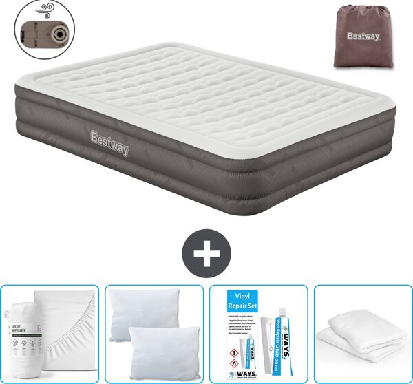 Materasso gonfiabile Bestway - 2 persone - 152 x 203 x 36 cm - Marrone - Accessori inclusi