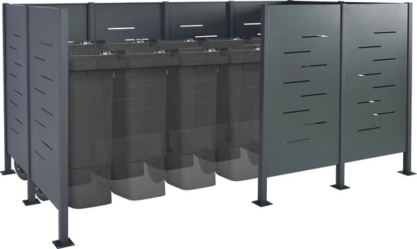 Recinzione per cestini portarifiuti HWC-J55, recinzione per cestini portarifiuti, 151x326x166 metallo ~ antracite