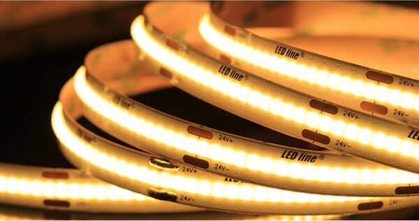 LED-line® Striscia LED COB da 5 metri 24V DC 320SMD 3600 lumen bianco caldo (2700K)