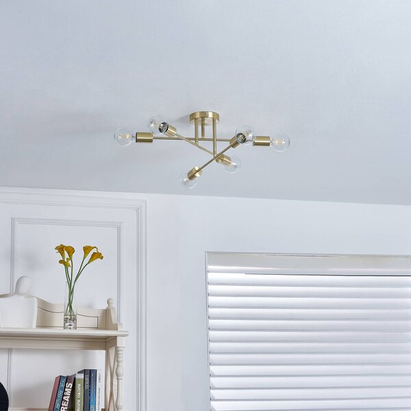 Plafoniera soffitto Aloria Lindby, dimmerabile, Ottone / Oro, Soggiorno / Sala da pranzo, Metallo, Moderno, Plafoniera