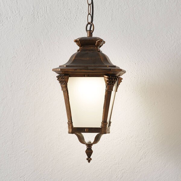 ORION Lampada a sospensione da esterno nostalgica Aiko, Bronzo / Ottone antico, Alluminio, Antico