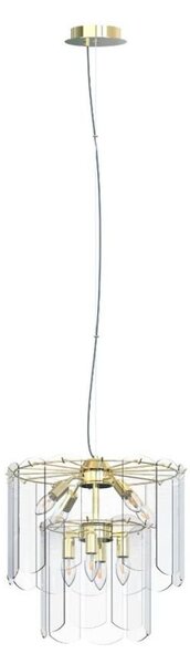 Lampada a sospensione NIRA oro-trasparente 8xE14x40W in metallo, dimensioni: 150x43x43 cm, IP20, Zuma Line