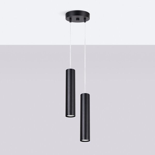 Lampada a sospensione LAGOS 2P nero 2xGU10 10W acciaio 118x15x15cm Sollux Lighting