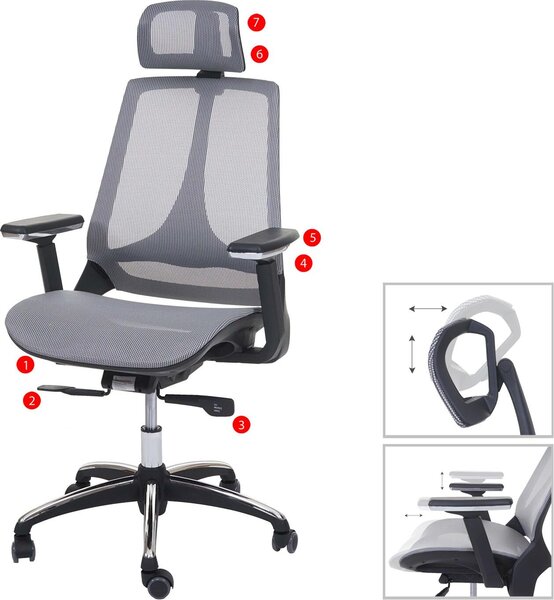 Sedia da ufficio HWC-A59, sedia da scrivania, funzione scorrevole tessuto/tessuto ISO9001 ~ grigio/grigio